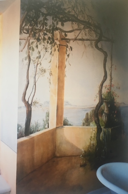 Peinture murale - Paysage devant baignoire