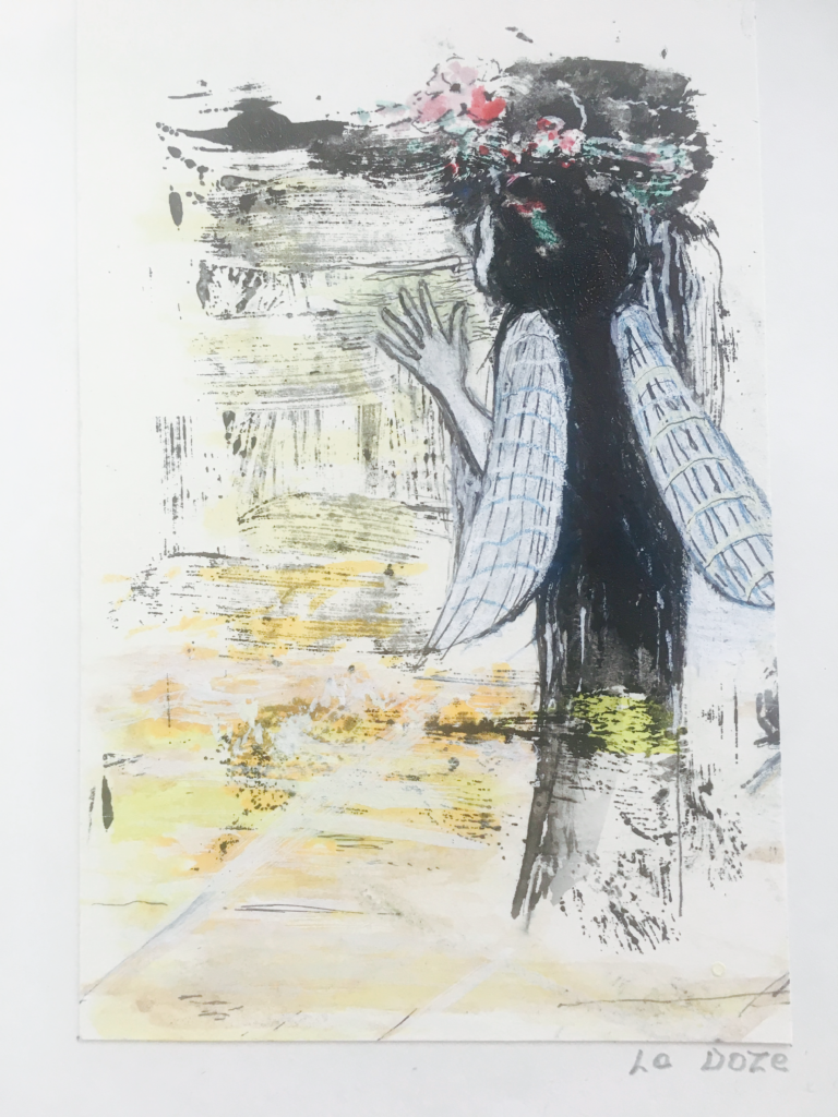 Dans un jardin... - 17x12 - Technique mixte - 2022 - Magali LE DOZE