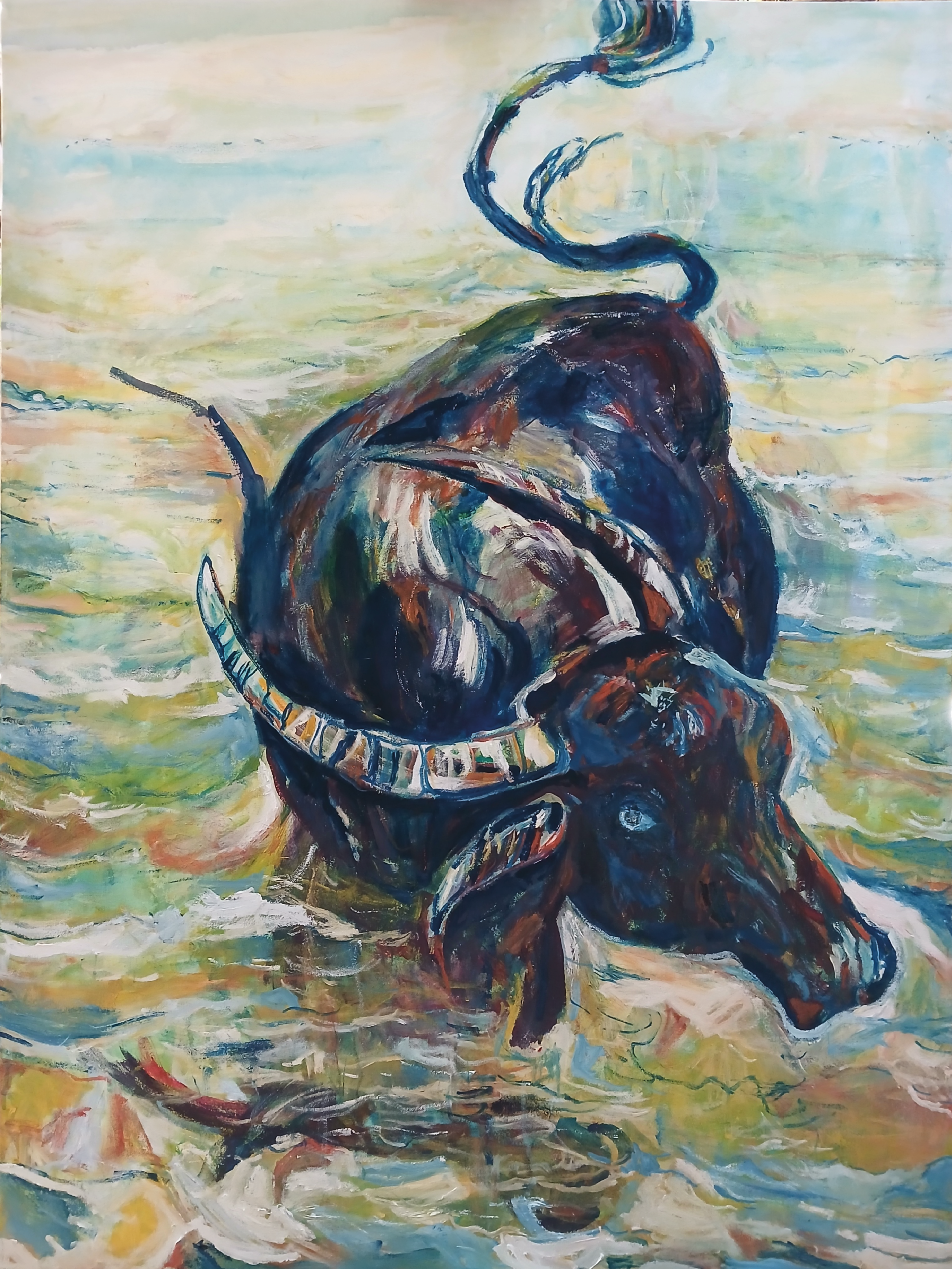 Le buffle - 130x91 - Huile - 2025 - Nijazi HASHANI