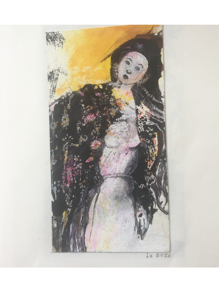 Le châle - 12x22 - Technique mixte - Magali LE DOZE