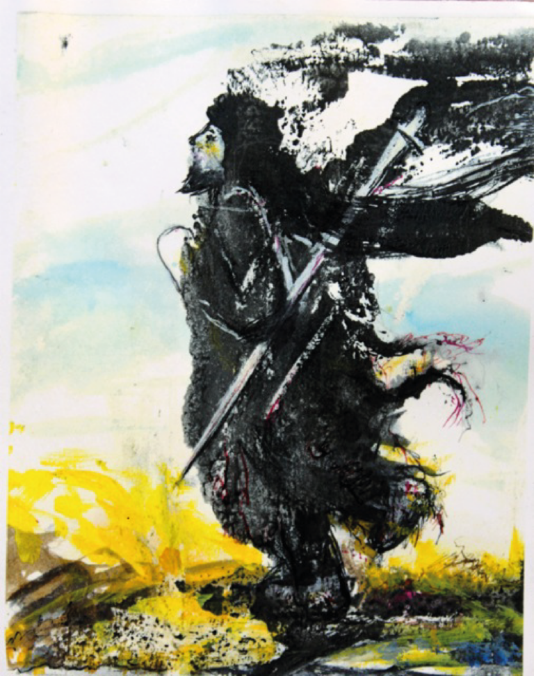 Le mat - 10X13 - Technique mixte - Magali LE DOZE