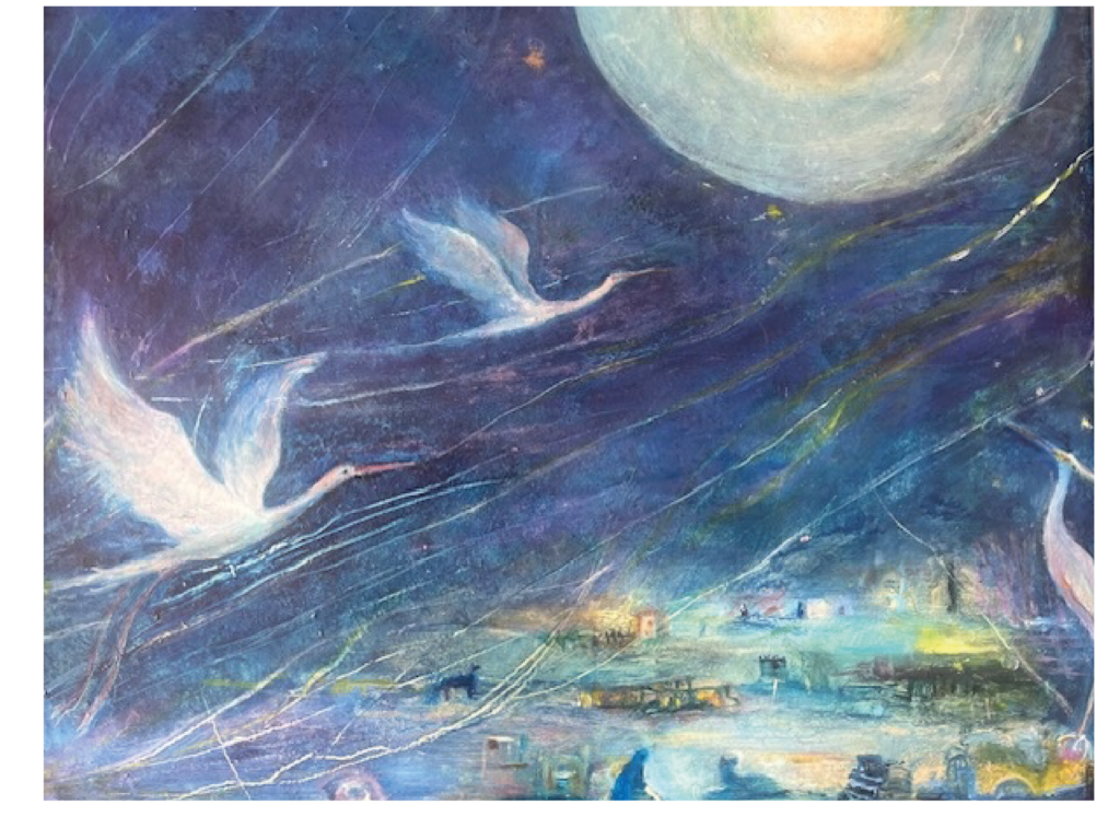 Les cigognes - 60X75 - Huile - 2025 - Magali LE DOZE