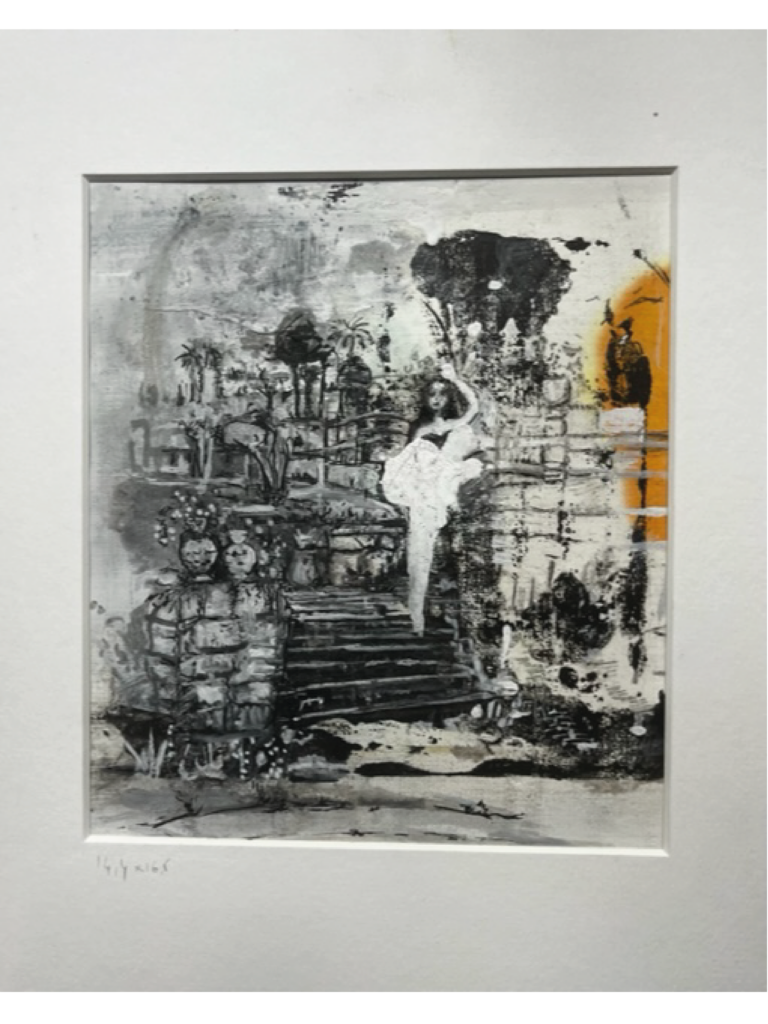 Petite fille dans le jardin - 17x15 - Technique mixte - encadré - Magali LE DOZE