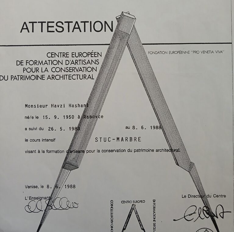 1988 – Formation « Stuc – Marbre » - Venise