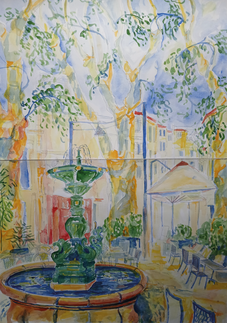 Avignon - Place des Corps Saints - Aquarelle - Nijazi HASHANI