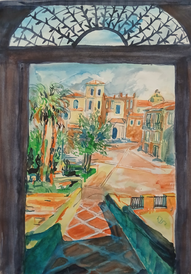 Calabria - Vue de Santa Severina - 42x30 - Aquarelle - Nijazi HASHANI