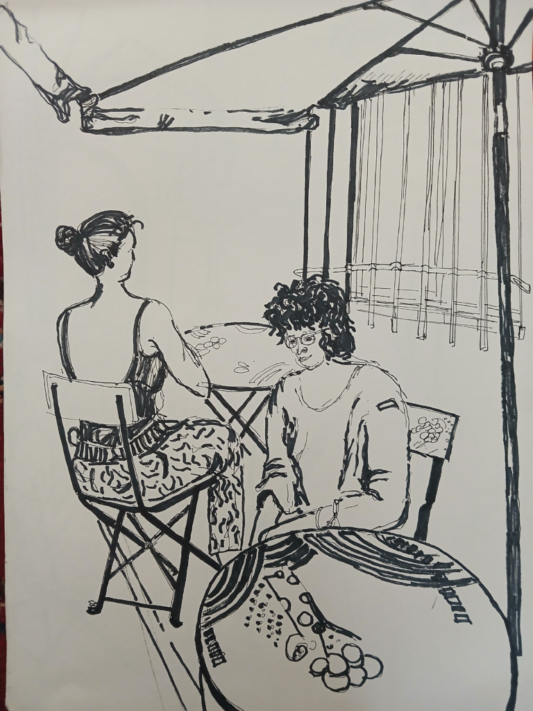Dans un café d'Avignon 1 - Dessin - 2024 - Nijazi HASHANI
