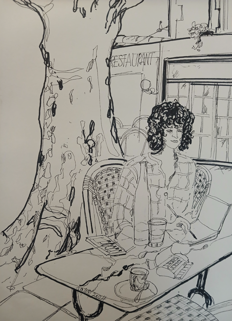 Dans un café d'Avignon 2 - Dessin - 2024 - Nijazi HASHANI
