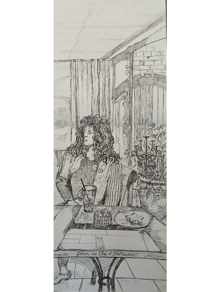 Dans un café d'Avignon 3 - Dessin - 2024 - Nijazi HASHANI