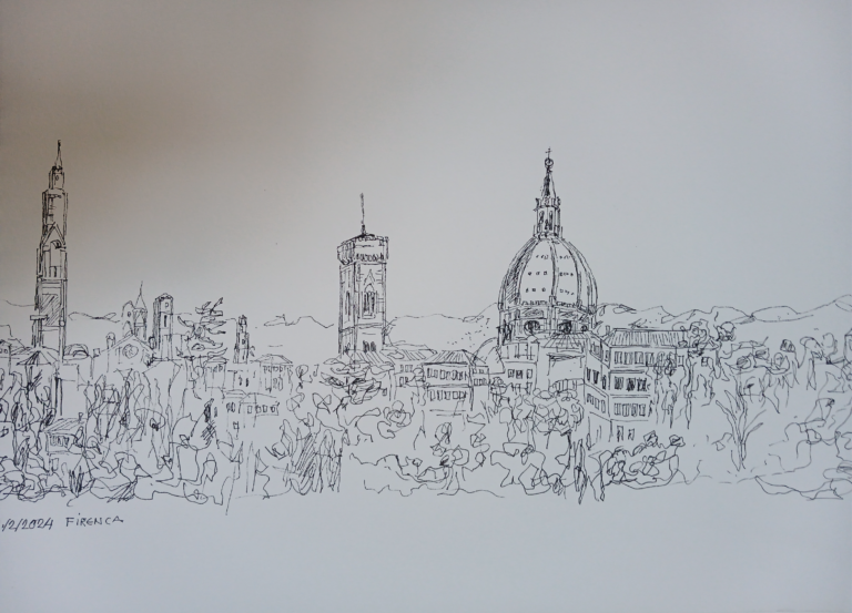 Italie - Vue de Florence - Dessin - Nijazi HASHANI