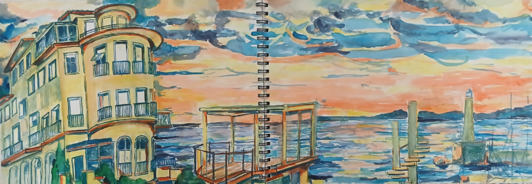 Nice 4 - 84x30 - Aquarelle - Nijazi HASHANI