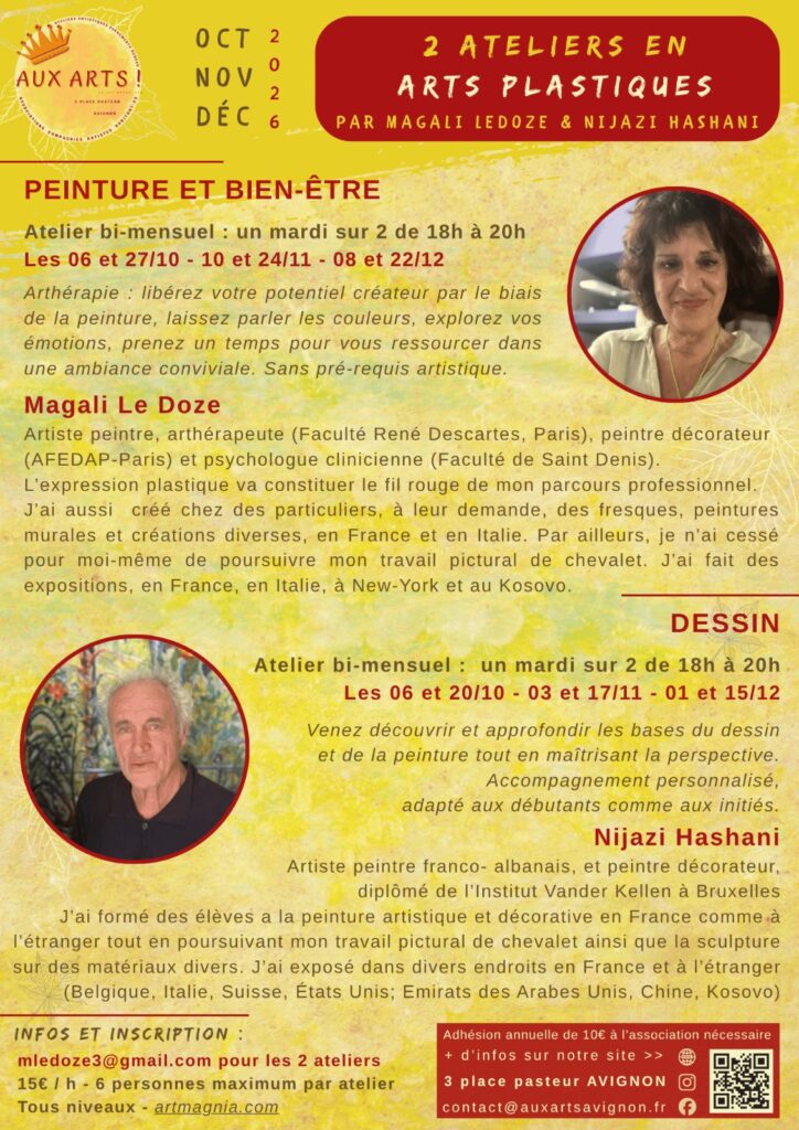 Atelier Peinture et art thérapie oct nov dec 2026